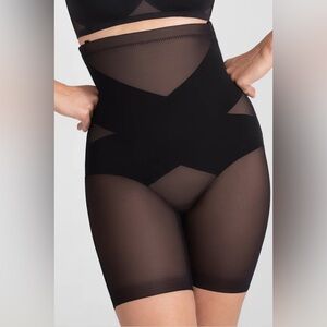HoneyLove SuperPower Short Black Sheer Bodysuit Large
